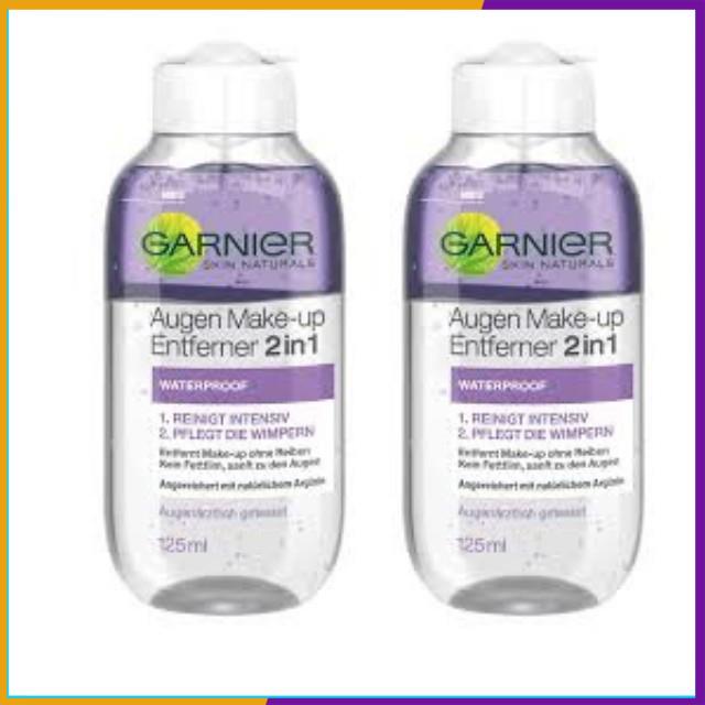 Nước Tẩy Trang Mắt Môi Garnier Augen Make Up Entferner 2 in 1, 125ml Pháp