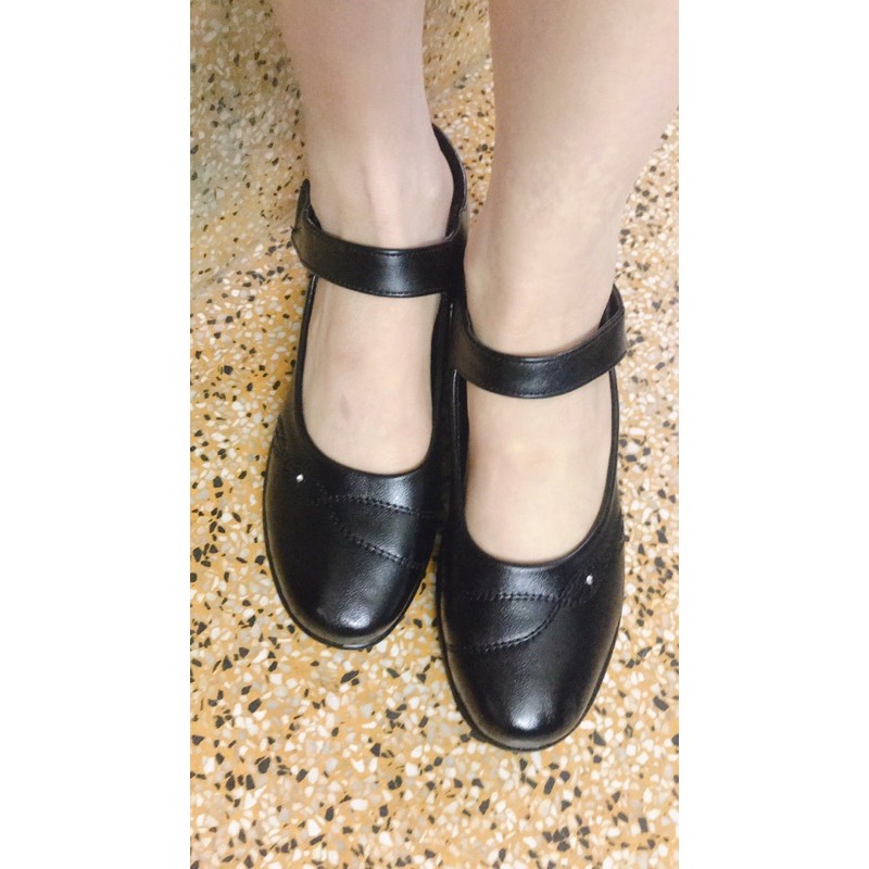 Giầy da nữ trung niên quai ngang đế 5cm