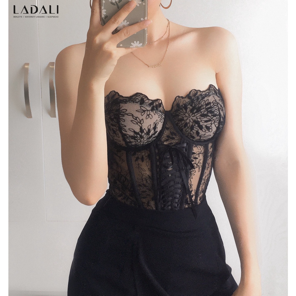 Áo Corset Bra Đồ Lót Nữ Ren Thêu Gọng Đẩy Tạo Khe Quyến Rũ Hàng Thiết Kế Ladali