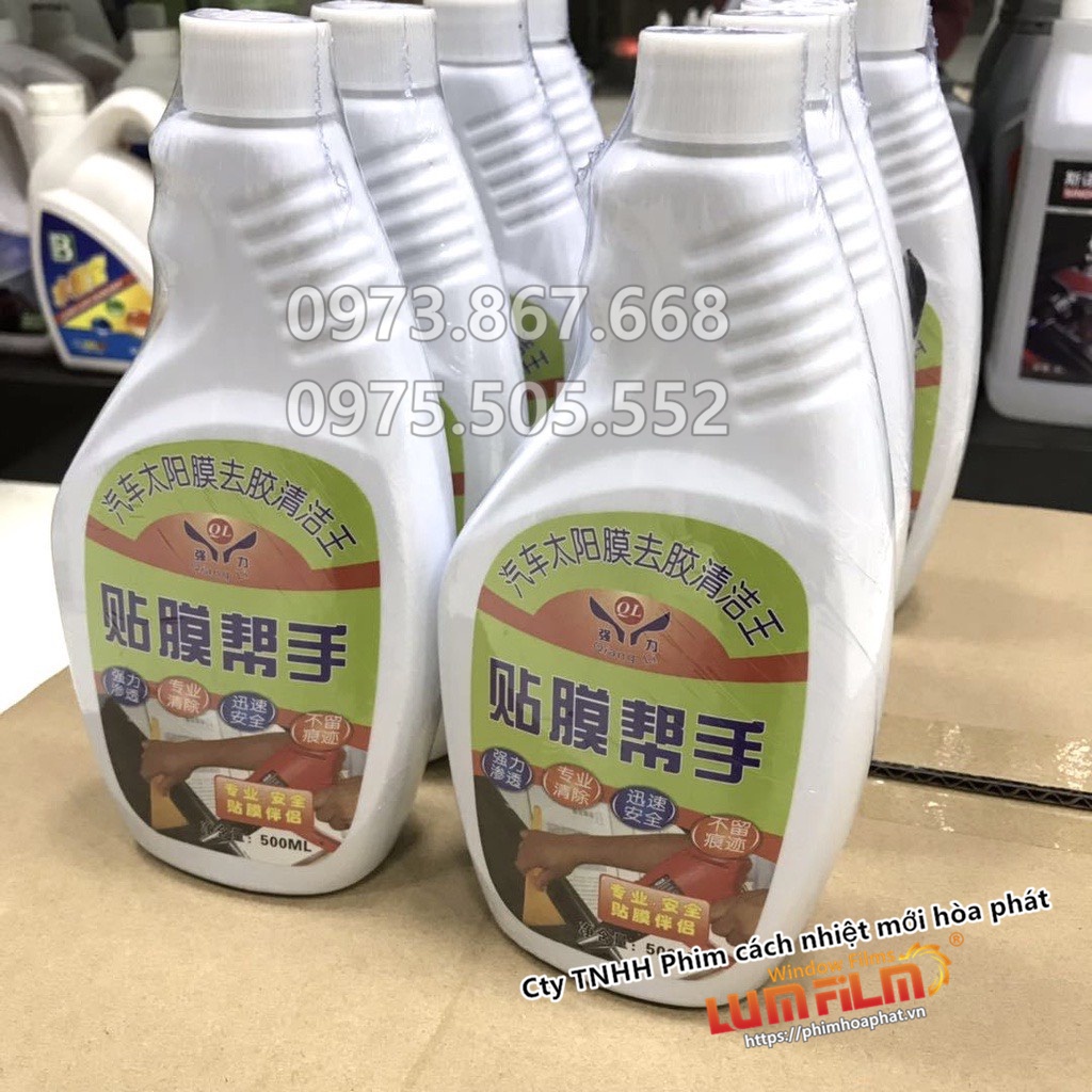 Dung dịch tẩy keo dán Film cách nhiệt cũ cho xe ô tô - dung tích 500ml - tặng kèm gạt nhựa