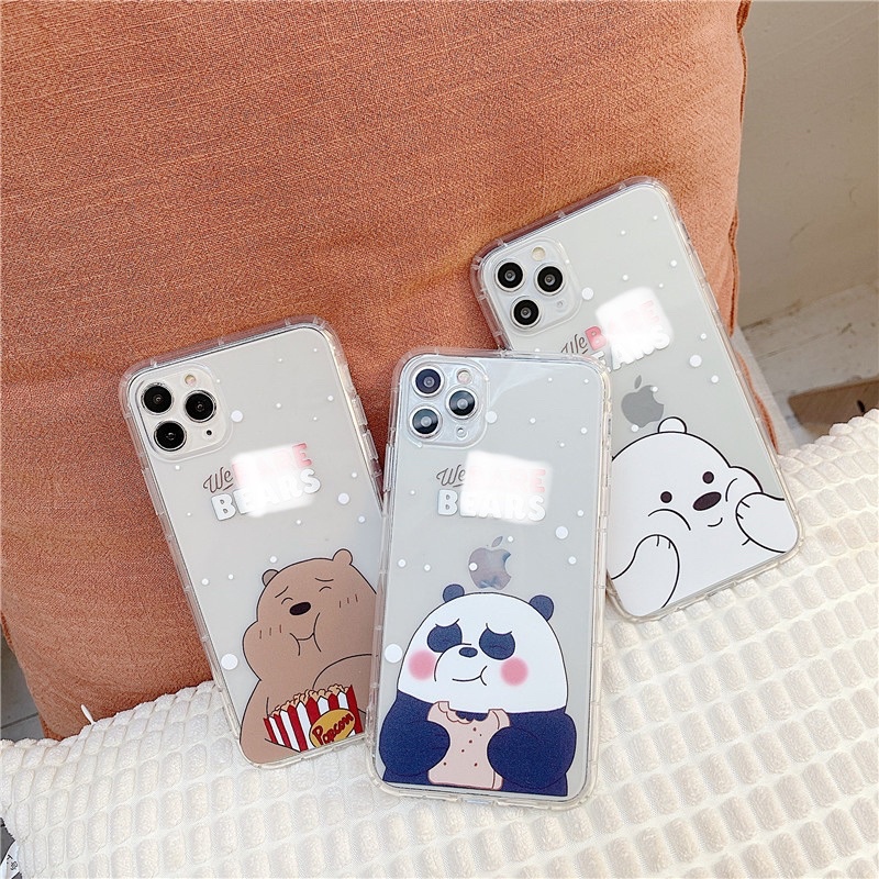 Ốp Lưng IPhone Dẻo Siêu Trong Không Ngả Màu Gấu Ba Màu Chống Trầy Sốc IPhone 7g/8g Đến 12promax