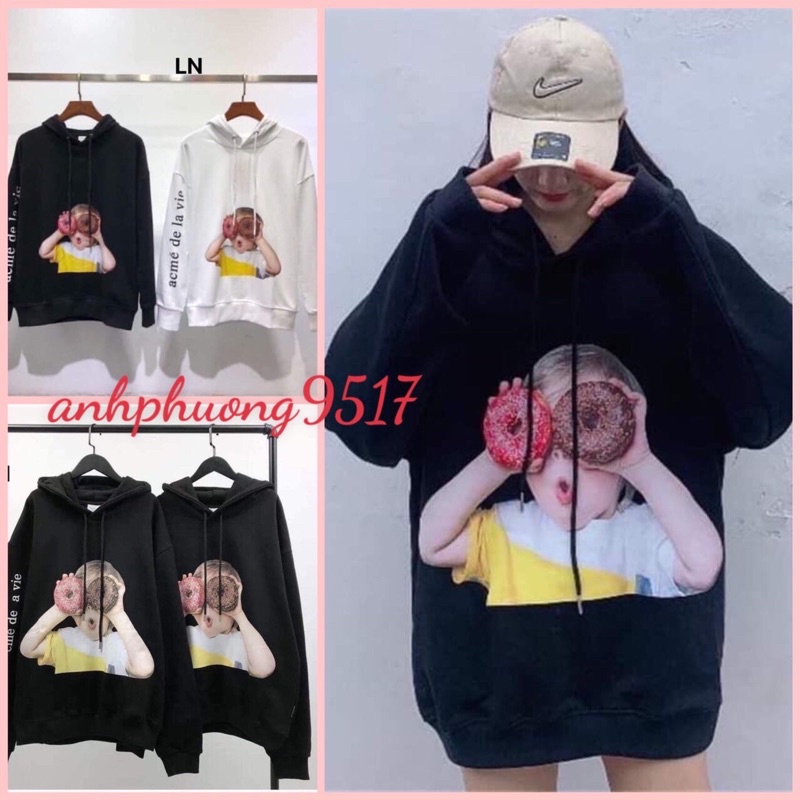 Áo Hoodie Hình Bé Ăn Bánh AD dễ thươngChất nỉ cotton cao cấpThời trang Nam nữ Unisex mùa đông kute đôi nhóm