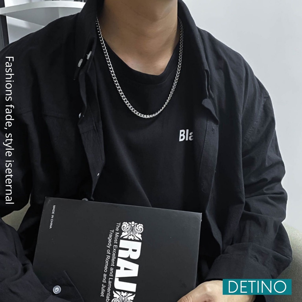Dây chuyền nam đẹp titan bạc, vòng cổ nam xích dài Cuban không gỉ Basic hiphop phong cách Hàn Quốc cao cấp DETINO DC14