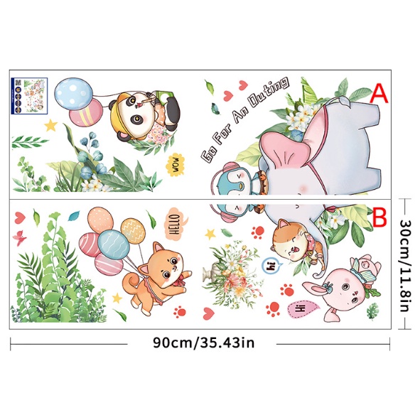 Decal trang trí tường - Voi con và những người bạn