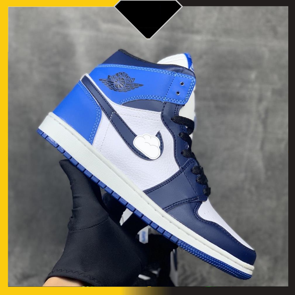 Giày JorDan Xanh Than Gót Xanh Dương Cổ Cao Nam Nữ, Giày JorDan 1 High Retro High obsidian UNC