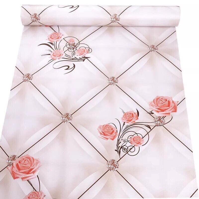 Giấy Dán Tường Hoa hồng đỏ Sẵn keo Khổ 10m*45cm