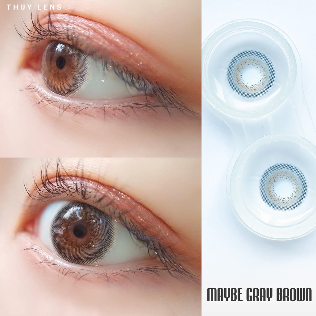 Kính áp tròng ZLENS cho mắt cận nâu xám độ cận từ 0 - 8 Maybe Brown Gray