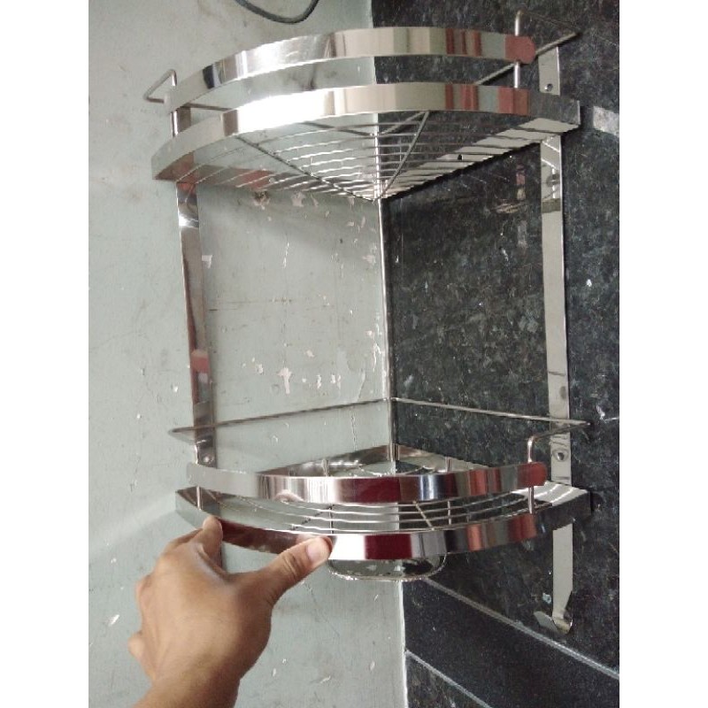 kệ góc inox 2 tầng phòng tắm. kệ góc phòng tắm inox 100%. kệ phòng tắm