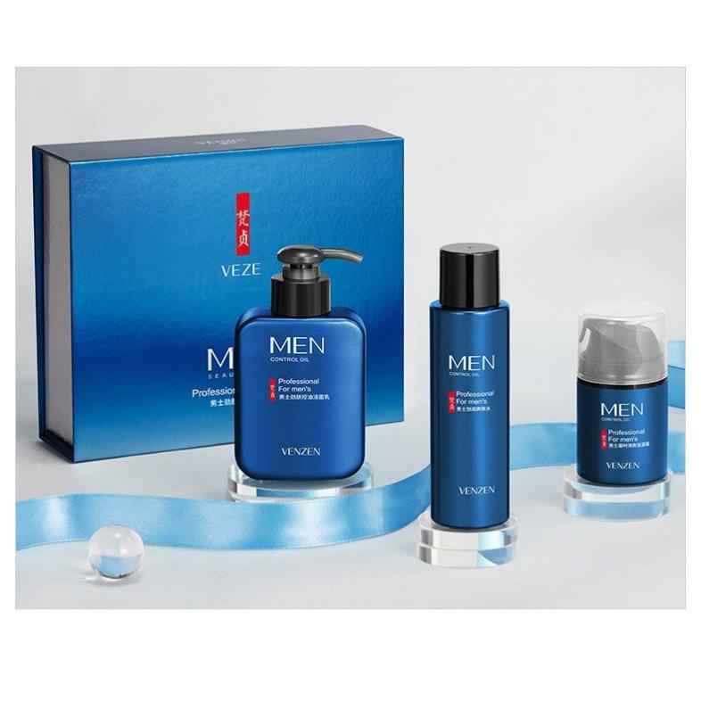 Bộ 3 mỹ phẩm chăm sóc da cho nam, sữa rửa mặt - Toner + kem dưỡng ẩm Veze 2022
