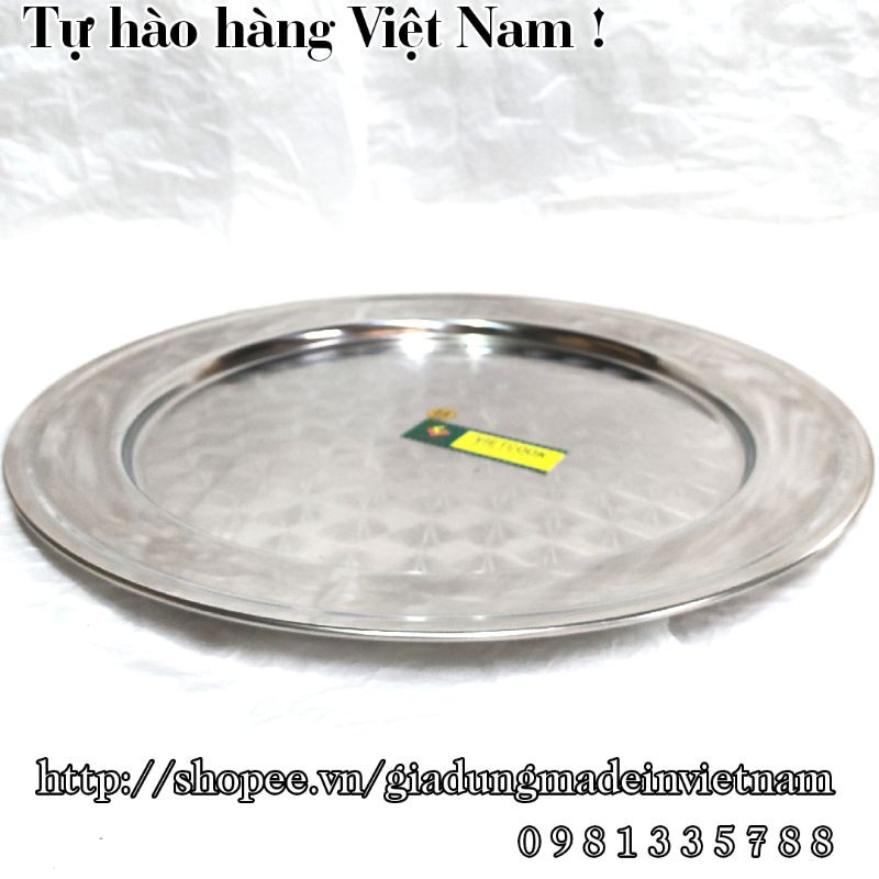 [VIETCOOK OFFICIAL] Mâm tròn inox, mâm cơm inox 304 Vietcook đủ size 40, 44, 48, 52, 56 cm