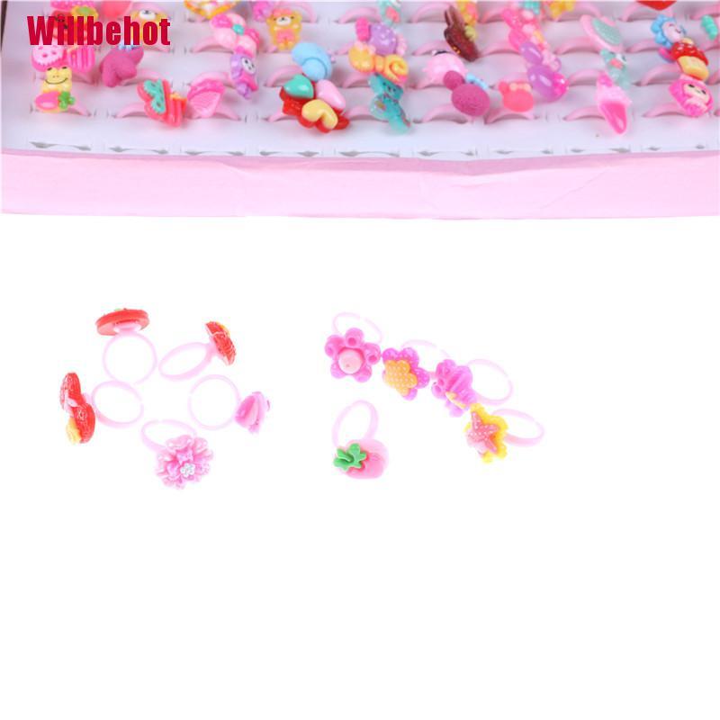 Bộ 10 nhẫn nhựa resin kiểu hoạt hình dễ thương cho bé