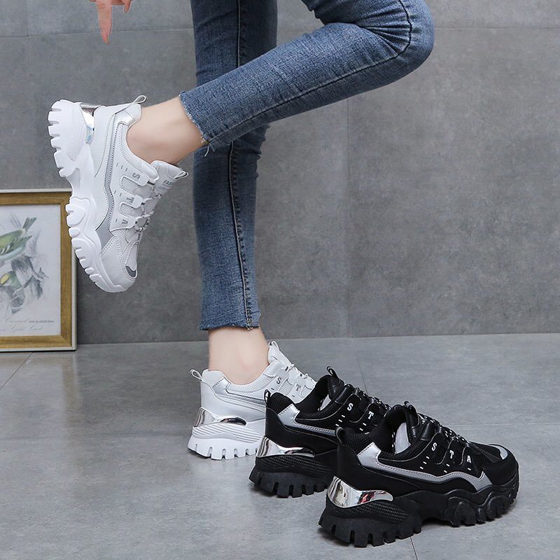 Giày thể thao nữ độn đế răng cưa gót bóng viền ánh bạc ATS | BigBuy360 - bigbuy360.vn