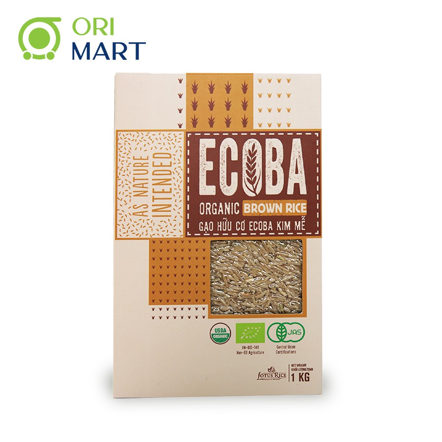 Gạo Hữu Cơ Ecoba Kim Mễ - Ecoba Organic Brown Rice 1kg