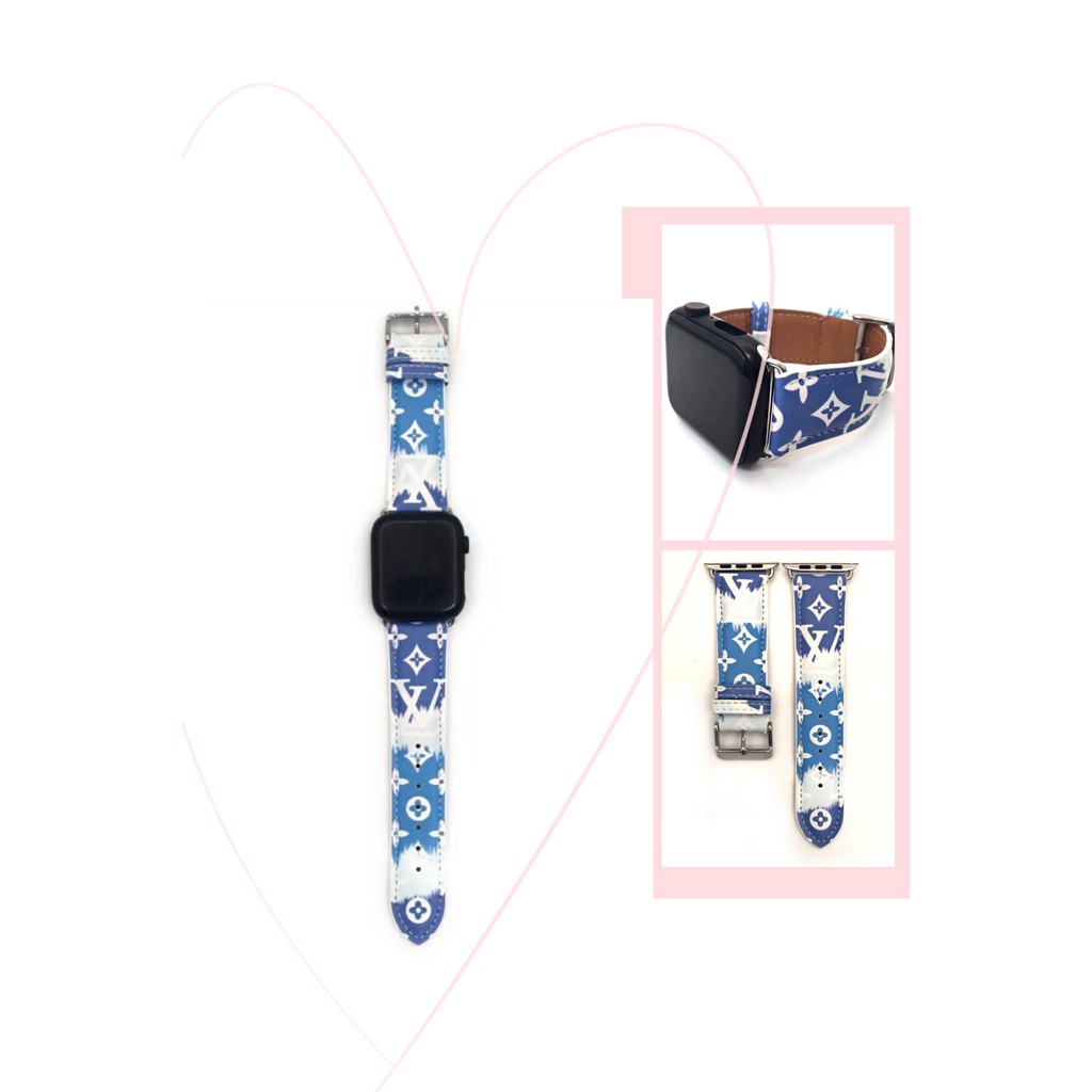 Dây Da Họa Tiết Lv Sang Trọng Cho Đồng Hồ Thông Minh Apple Watch Series 6 5 4 3 2 1 Kích Thước 44mm 42mm 38mm 40mm