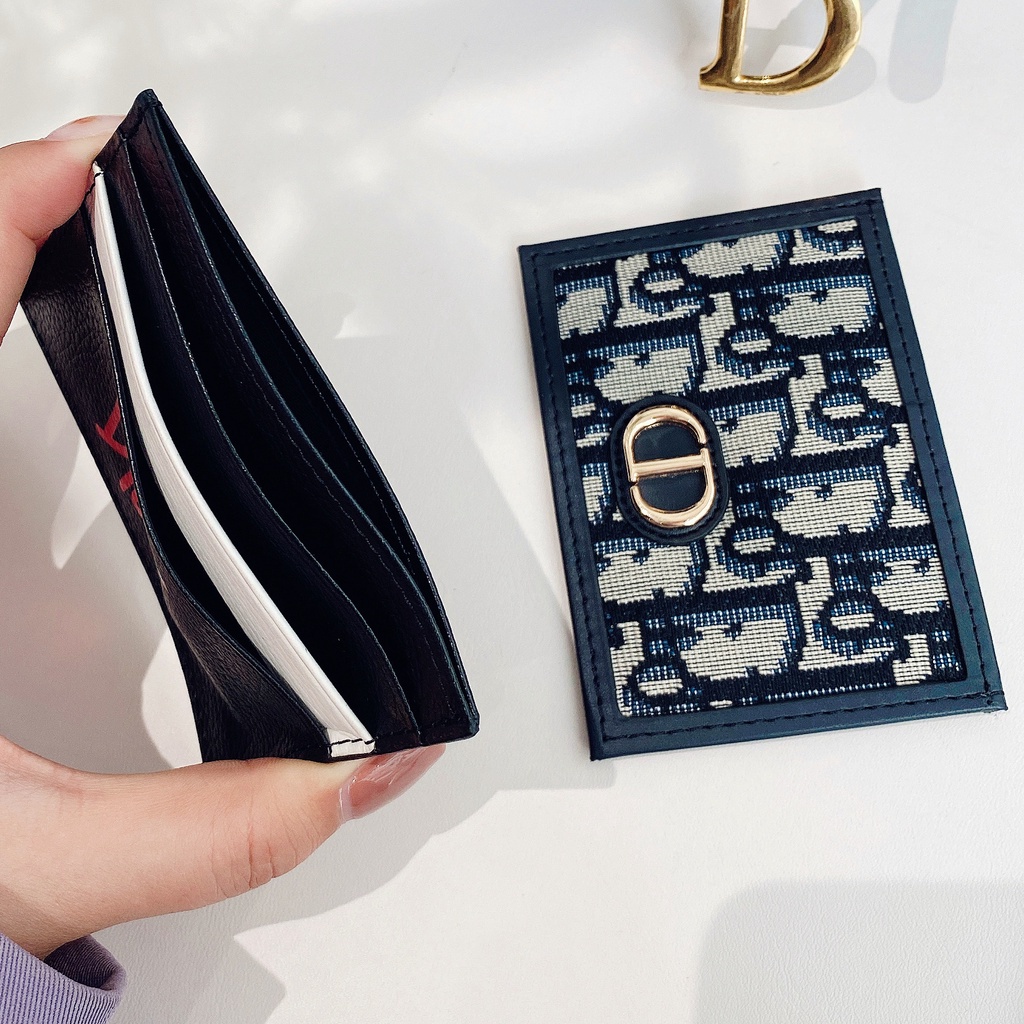 Ví da họa tiết PU Dior nhiều ngăn siêu mỏng dành cho đựng thẻ