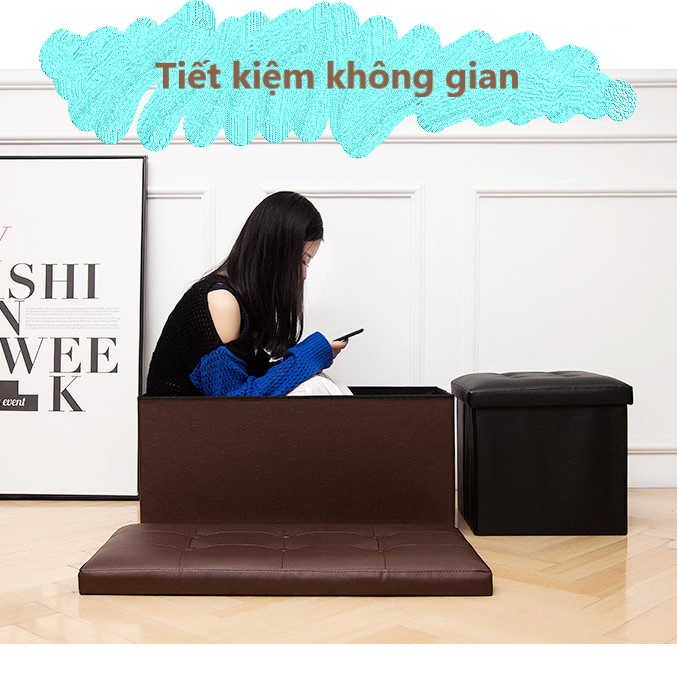 Ghế Hộp Đựng Đồ Đa Năng, Thùng Đựng Đồ Kiêm Ghế Ngồi - Cỡ Lớn 70x38x38cm - Khung Gỗ Nhân Tạo, Chịu Lực 150kg