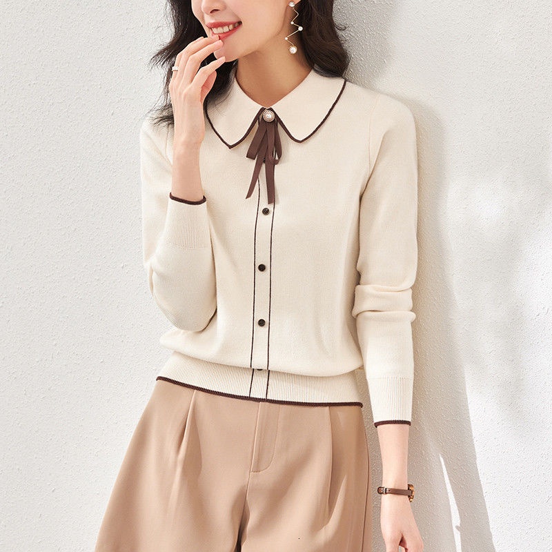 Áo sweater cổ búp bê thời trang xinh xắn cho nữ