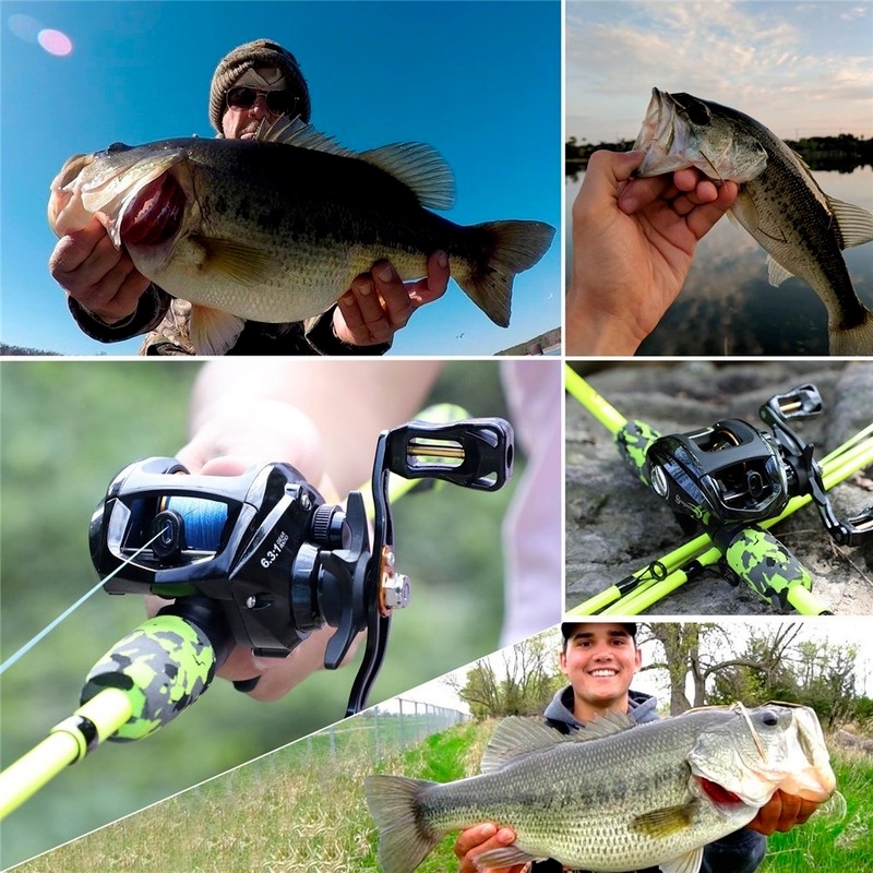 Sougayilang Fishing Rod Reel Lure Hook Connector Combos Casting Fishing Pole 5 Sections with 13bb Baitcasting Reel Portable Travel Fishing