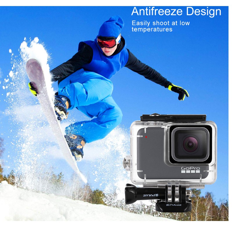 Hộp bảo vệ dưới nước Puluz dùng cho gopro hero 7 black and white độ sâu nước tới 45m bằng mica trong suốt