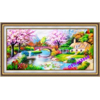 Tranh thêu 5d chữ thập tổ ấm hạnh phúc kt 240*119cm
