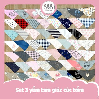 Set 3 yếm tam giác cúc bấm