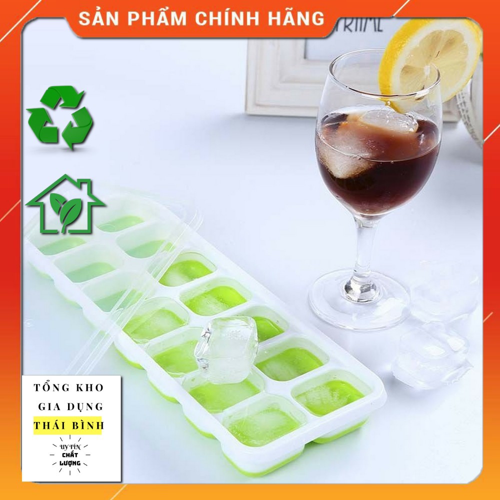 Khay Đá Silicon Có Nắp Đậy 14 Viên, Chống Dính Khử Mùi, An Toàn Cho Tủ Lạnh