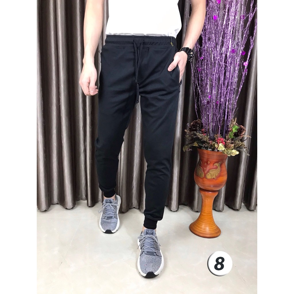 Quần jogger thun kẻ sọc ống quần