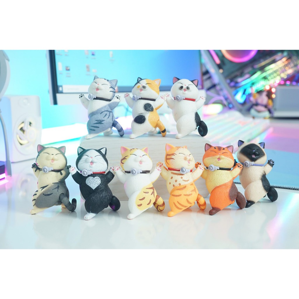 SET 9 MÔ HÌNH MÈO NHẢY MÚA KUTE 7CM