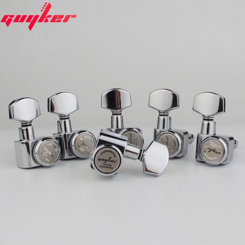 1 Bộ Chốt Chỉnh Dây 6 Trong 1 Bằng Chrome Màu Bạc 6R/6L Cho Đàn Guitar