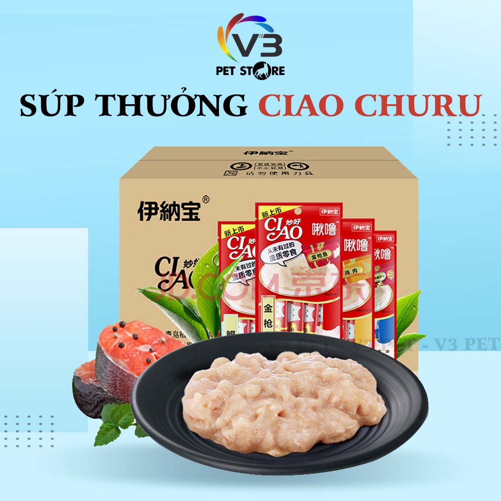 Súp Thưởng Ciao Churu, Pate Mèo Ciao, Gói 4 Thanh