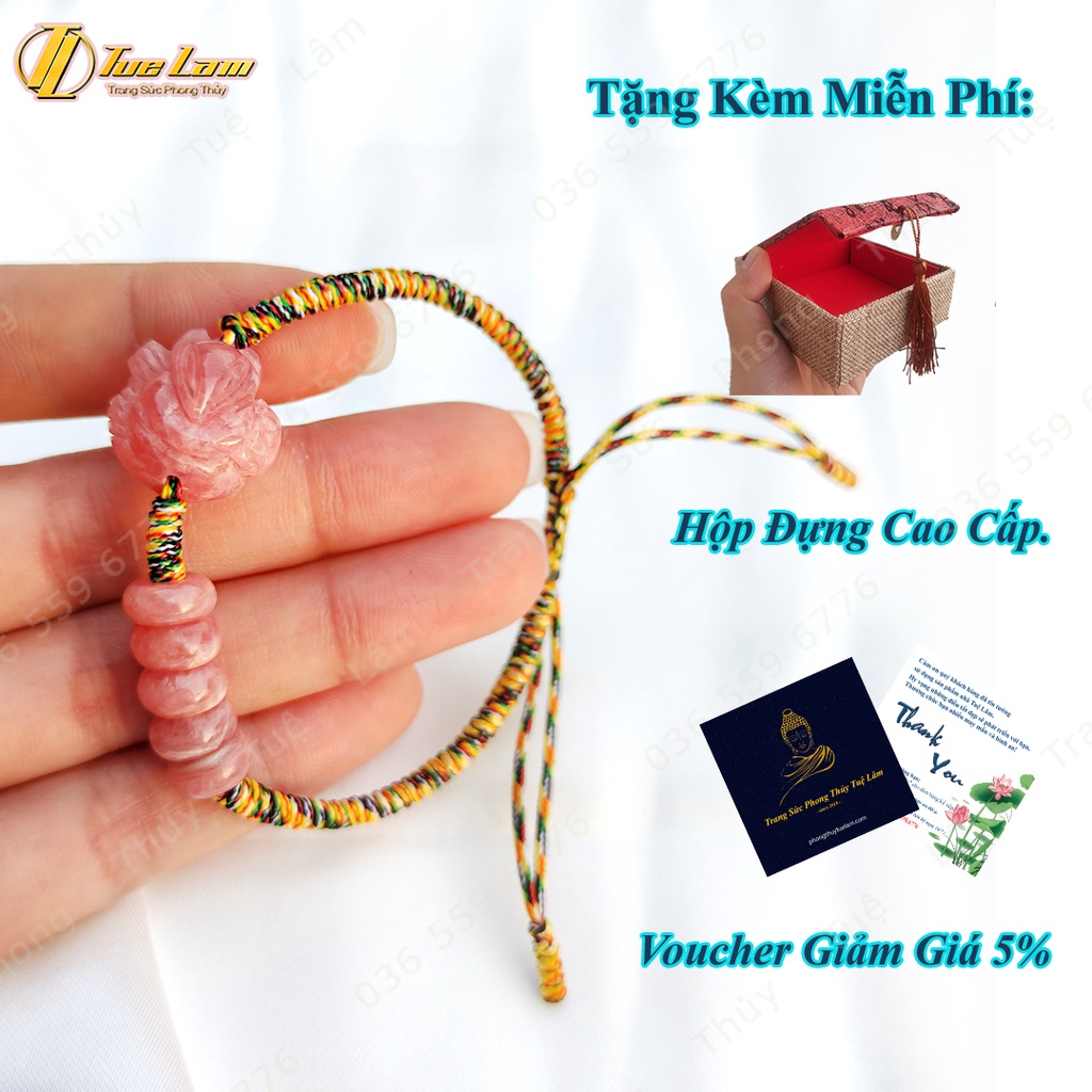 Vòng tay chỉ ngũ sắc bện ngũ điếu và hồ ly chúa đào hoa hợp mệnh hỏa thổ - Tuệ Lâm