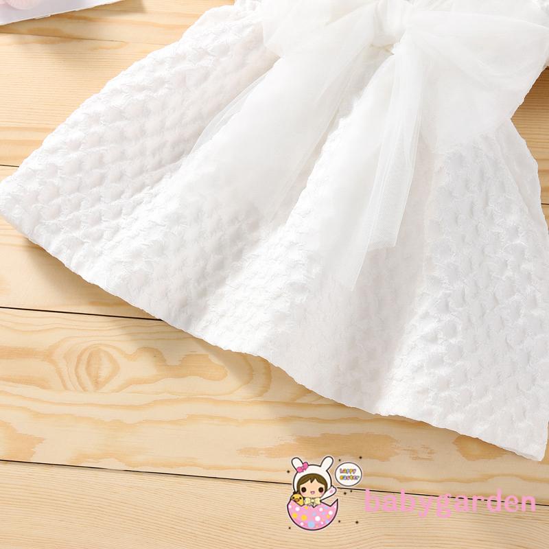 Đầm Chữ A Tay Ngắn Cổ Chữ V Phối Lưới Thắt Nơ Họa Tiết Sọc Caro Thời Trang Cho Bé Gái