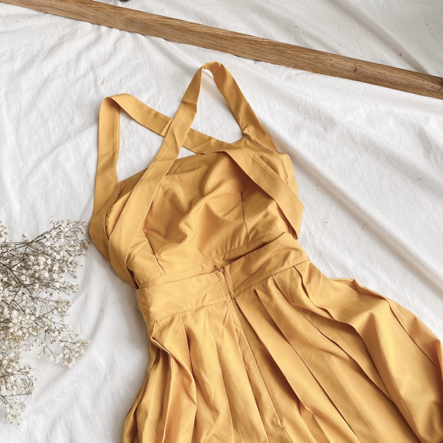 ĐẦM MAXI VÀNG DÂY CHÉO LƯNG | BigBuy360 - bigbuy360.vn