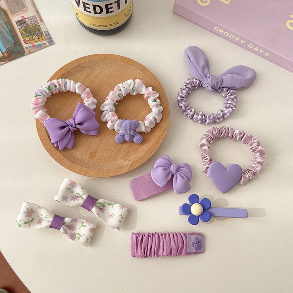 Dây buộc tóc hình nơ/hoa/trái tim màu tím dễ thương phong cách Hàn Quốc thời trang mùa xuân cho nữ TAYLOR1