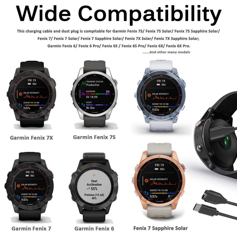 Đế sạc Hdoorlink có cáp USB 1m cho đồng hồ thông minh Garmin Fenix 5 5S 5X 6 6S 6X + Venu Vivoactive 4 3 945 245 45