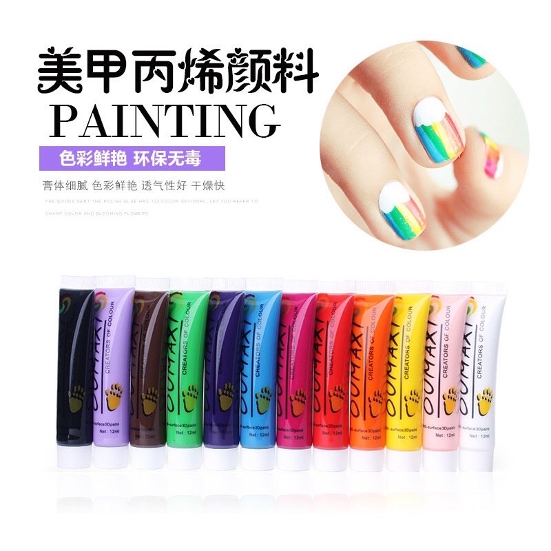 Set màu gel vẽ cọ bản Oumaxi 12 màu 12ml