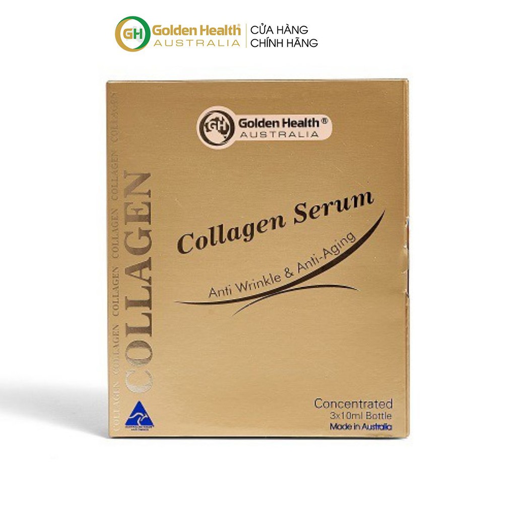 [GOLDEN HEALTH] Serum collagen dưỡng trắng, làm mờ vết nhăn, chống lão hóa - Hộp 3 lọ