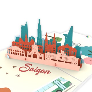 Thiệp 3D pop up Sài Gòn Skyline