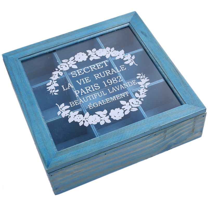 Hộp Đựng Trà Bằng Gỗ 9 Ngăn 24 X 24 X 7Cm