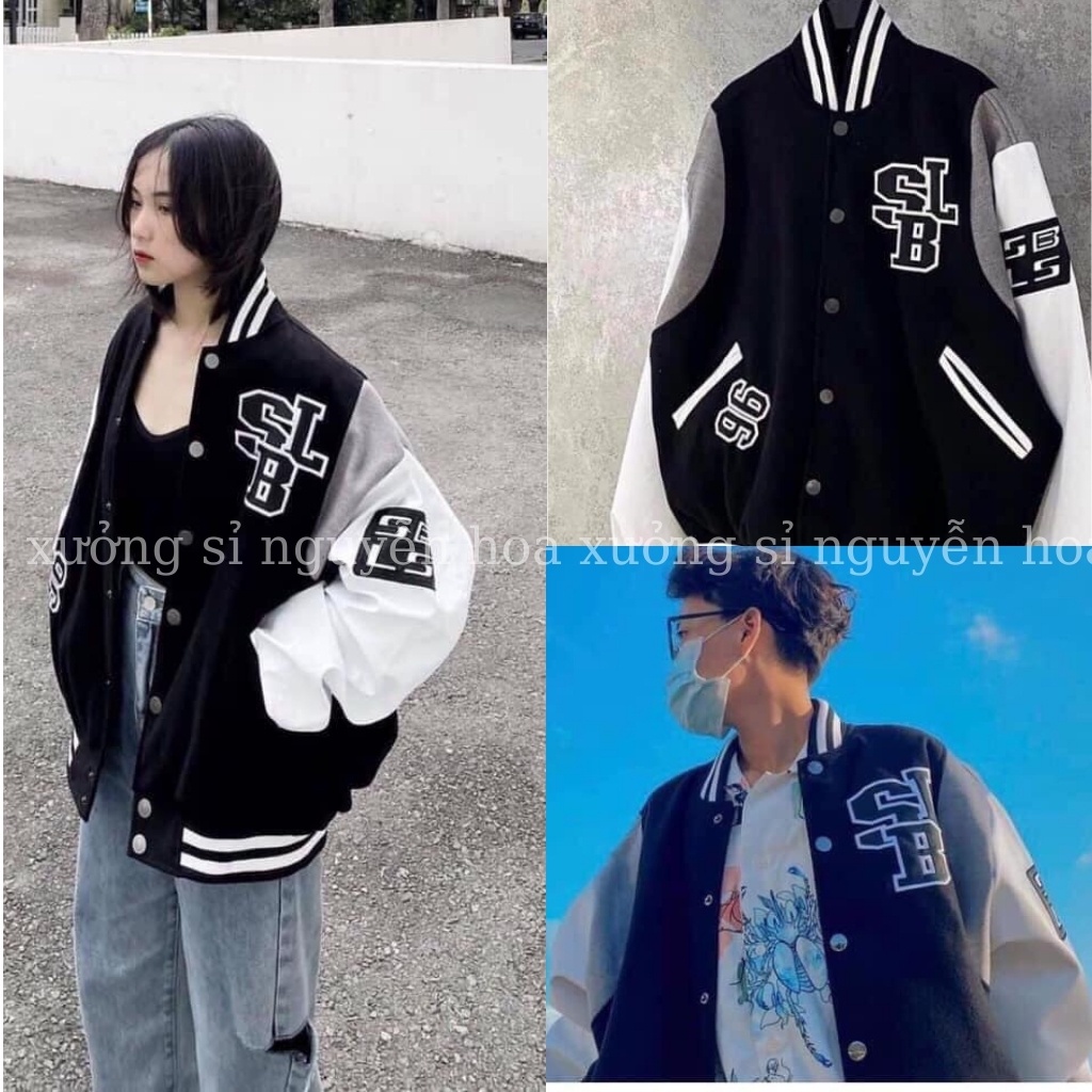 Áo khoác bomber áo khoác kaki phối tay SLB siêu hot hit kiểu dáng unisex nam nữ mặc được Xưởng Sỉ Nguyễn Hoa - Hàng mới