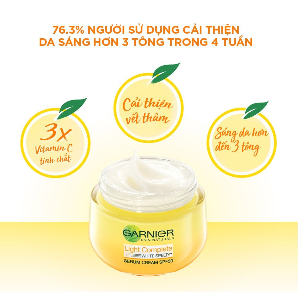 Kem Dưỡng Da Ban Ngày Garnier Light Complete Speed Whitening Serum Cream SPF30 PA+++ 50ml