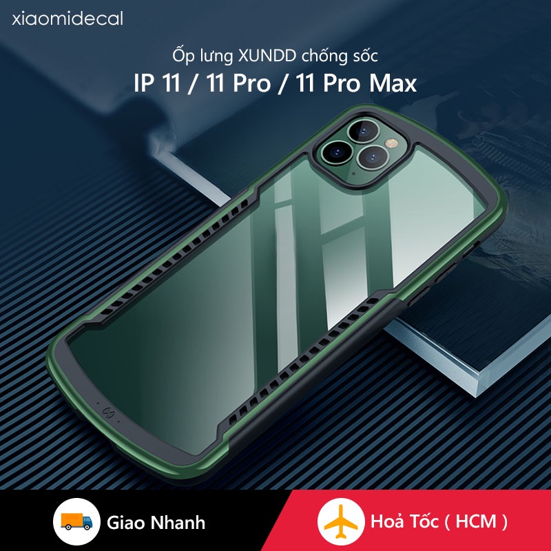 Ốp lưng XUNDD iPhone 11 / 11 Pro / Max, Mặt lưng trong, Chống sốc, Cạnh màu