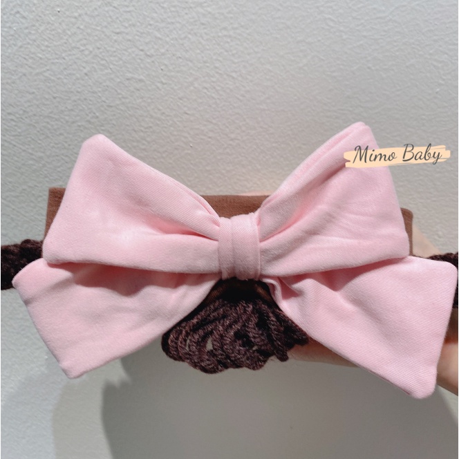 Băng đô tóc giả nơ hồng lớn dễ thương cho bé BD50 Mimo Baby