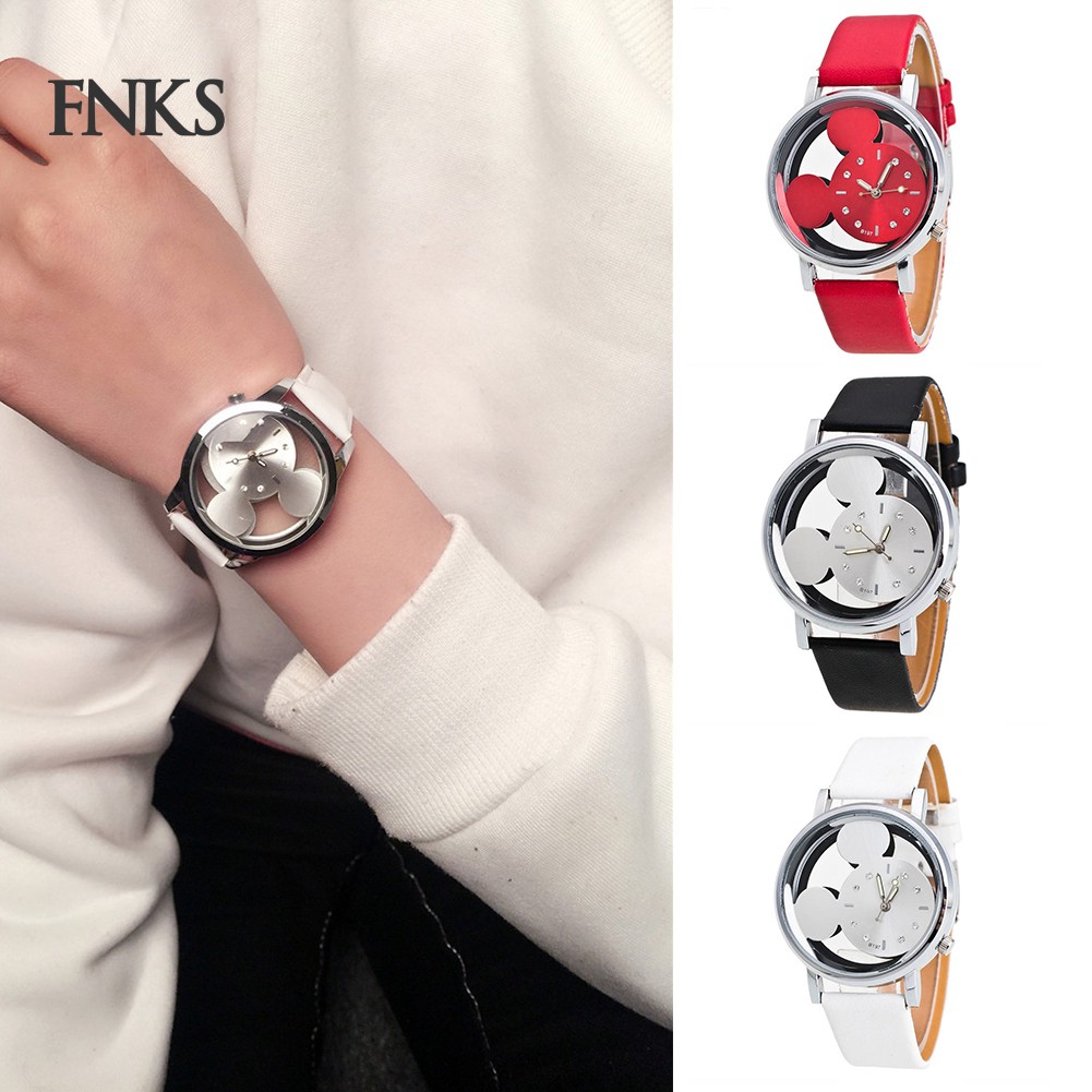 Đồng hồ kim họa tiết chuột Mickey dây đeo giả da dễ thương cho bé | BigBuy360 - bigbuy360.vn