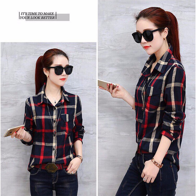 Sơ Mi Nữ Kẻ Caro Phong Cách