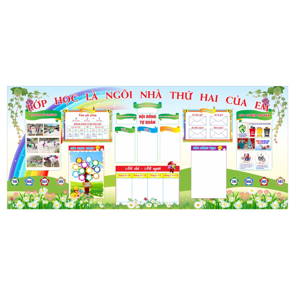 Bảng tuyên truyền tiểu học chất liệu bạt kích thước 1,2 x 2,5m; 1,5m x 3m