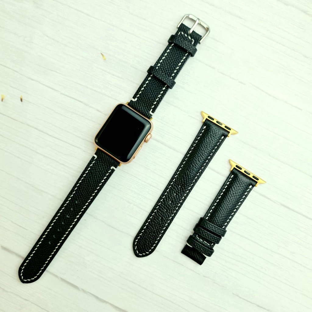 Dây Apple Watch, dây đeo đồng hồ Apple Watch series 3 4 5 6 7 da Epsom Pháp size 38mm 40mm 42mm 44mm handmade thủ công