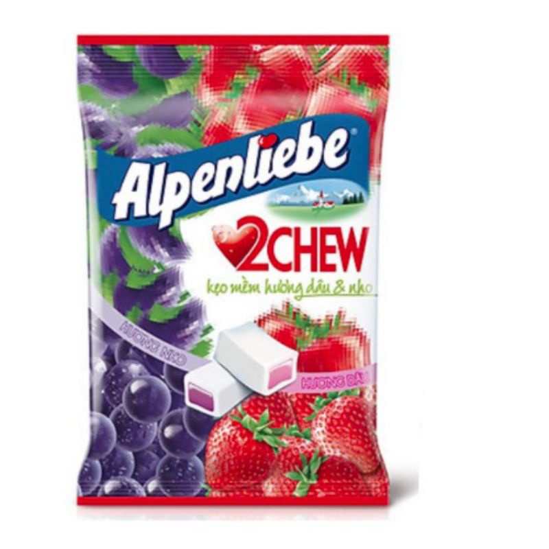 Kẹo Mềm Alpenliebe 2Chew hương dâu và nho