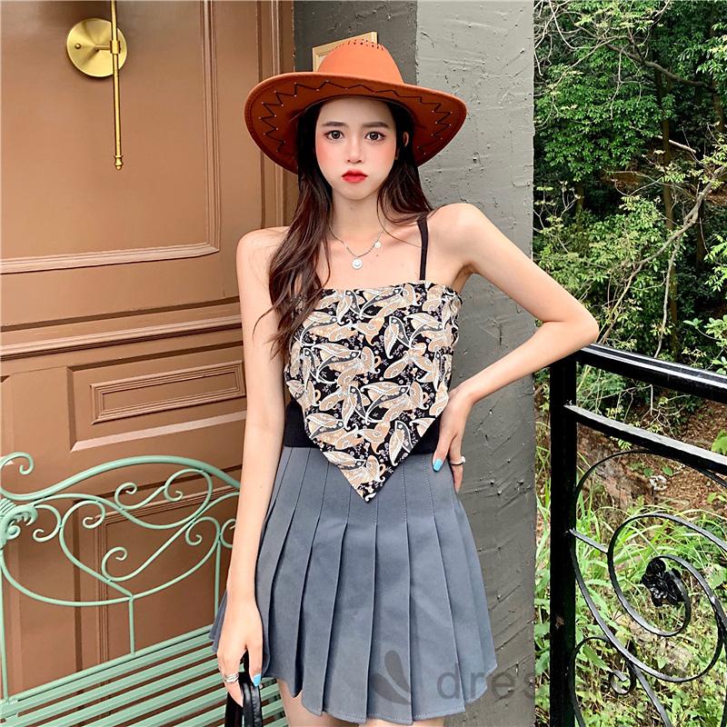 Áo hai dây dáng tam giác in họa tiết thời trang mùa hè cho nữ