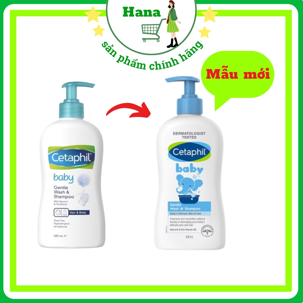 Sữa tắm gội Cetaphil baby Wash & shampoo nhập khẩu Đức,cho trẻ sơ sinh,công thức siu nhẹ thiên nhiên 400ml